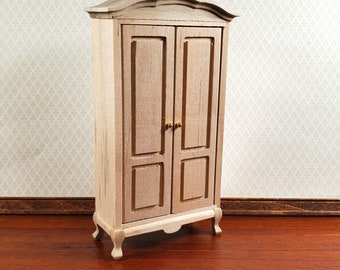 Dollhouse Wardrobe Tall Armoire Closet Furniture 1:12 Scale Unpainted