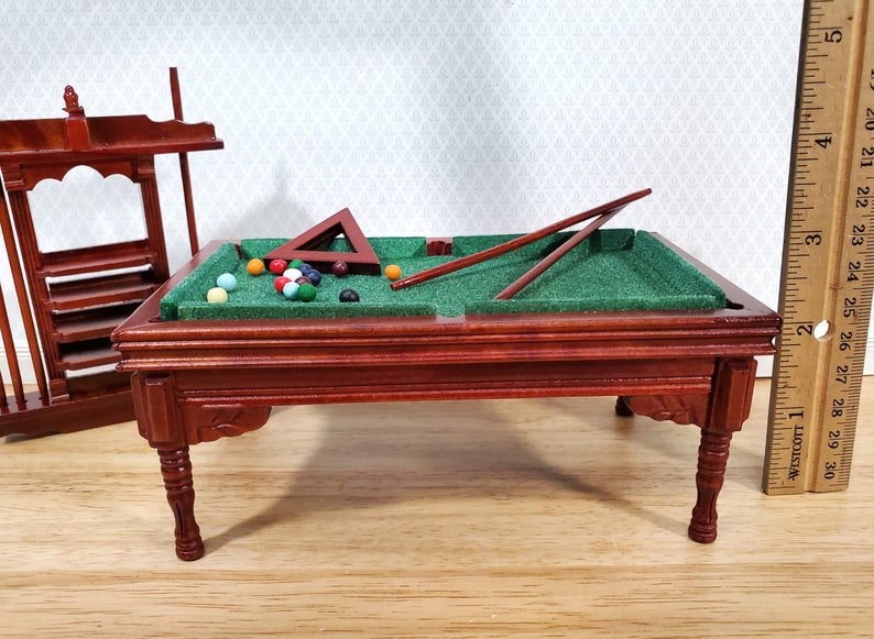 Dollhouse Pool Table Large With Cue Rack 112 Scale Miniature Etsy
