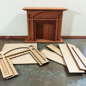 Arts & Crafts Fireplace Dollhouse Miniature Kit 1:12 Scale Unfinished Original Design