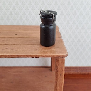 Dollhouse Miniature Canning Jar Large Black Glass with Lid 1:12 Scale