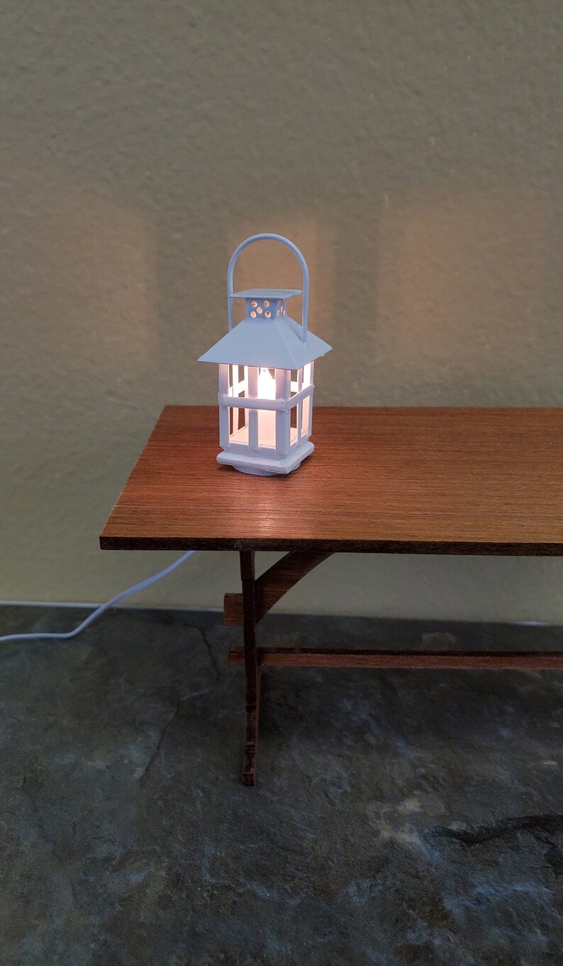 Dollhouse Miniature White Lantern Light Candle 12 Volt With Etsy
