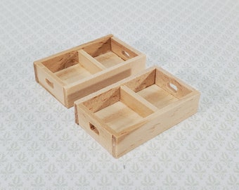 Dollhouse Small Wood Crates for Fruits or Vegetables x2 1:12 Scale Miniature