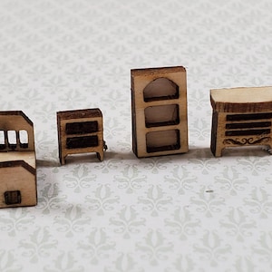 Dollhouse Tiny 1:144 Scale Bedroom Set KIT DIY Bed Dresser Miniature Furniture