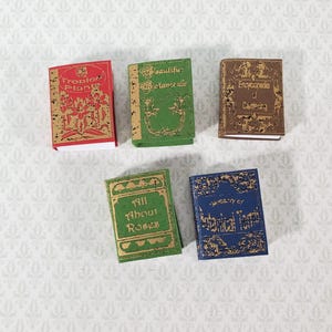 Dollhouse Books on Gardening Set of 5 1:12 Scale Miniatures (blank inside)