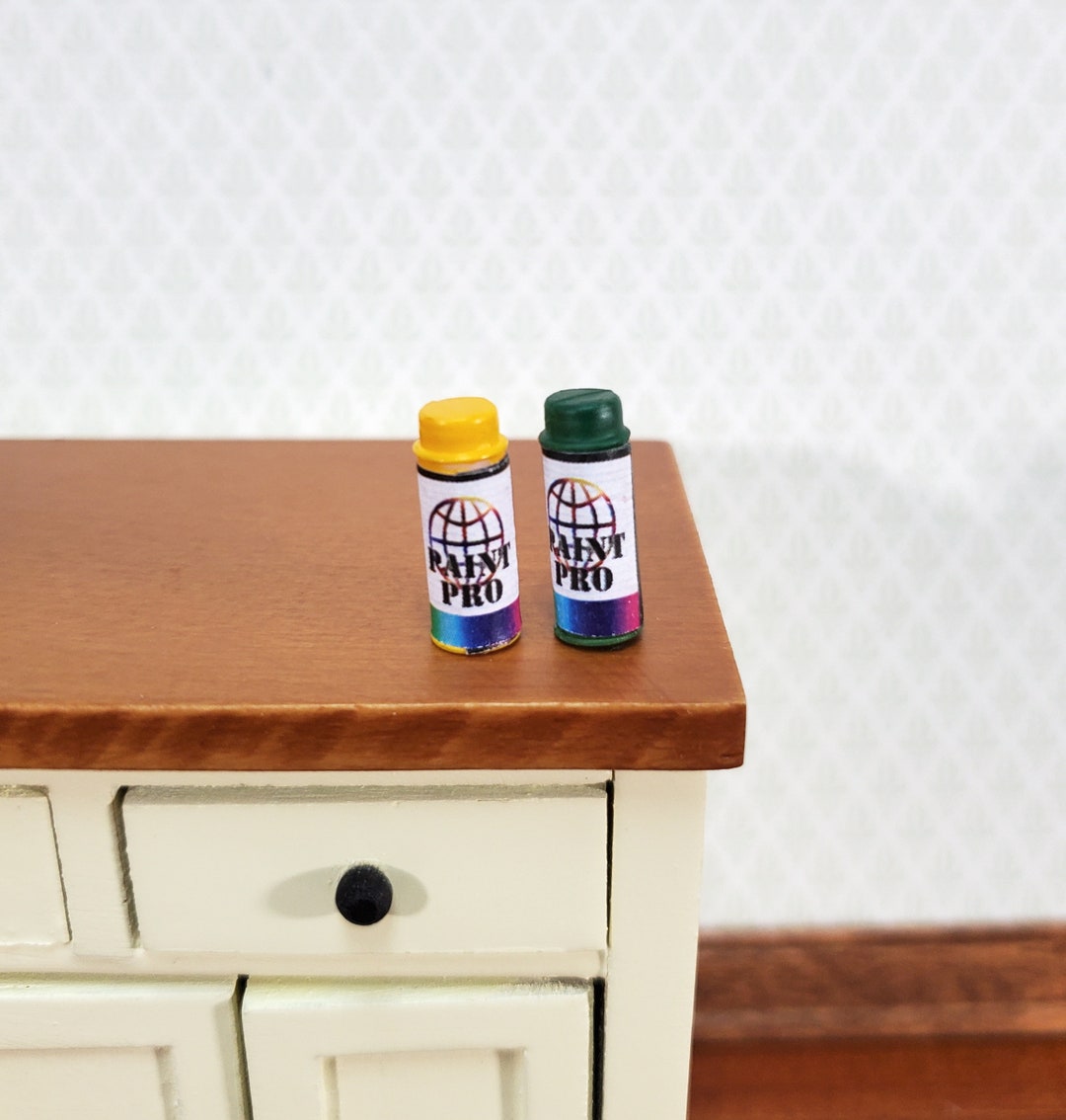 Miniature Spray Paint Cans Set of Two Yellow & Green 112 Etsy