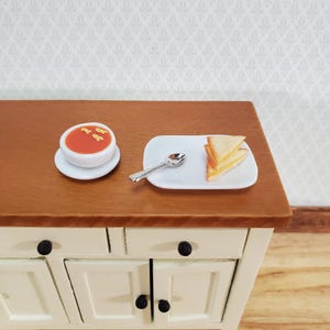 Dollhouse Food Tomato Soup Bowl & Grilled Cheese Sandwich 1:12 Scale Miniature