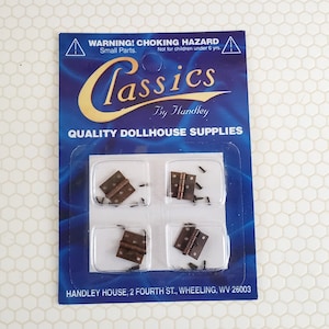 Dollhouse Miniature Butt Hinges Working x4 Bronze 1:12 Scale Includes Nails 5711