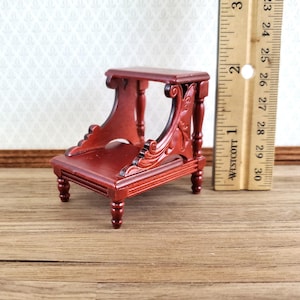 Dollhouse Miniature Library or Bed Steps 1:12 Scale Wood Mahogany Finish image 3