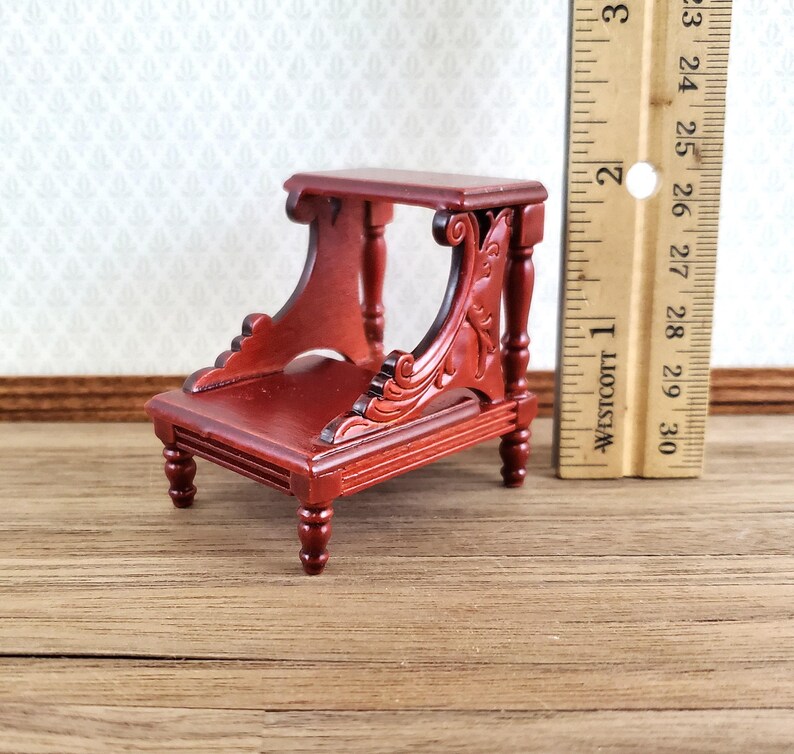 Dollhouse Miniature Library or Bed Steps 1:12 Scale Wood Mahogany Finish image 3