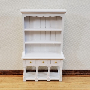 Dollhouse Kitchen Hutch Cupboard with Pot Shelf WHITE 1:12 Scale Furniture