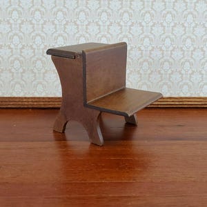 Dollhouse Miniature School Desk Walnut Finish Vintage Style 1:12 Scale