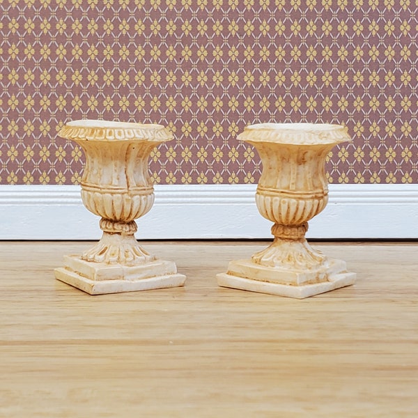 Dollhouse Urn Planter Set of 2 Cast Resin 1:12 Scale Tan A1441TN by Falcon Miniatures