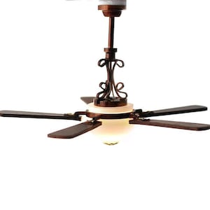 Dollhouse Ceiling Fan Light 5 Blade with Plug 1:12 Scale Miniature 12 Volt