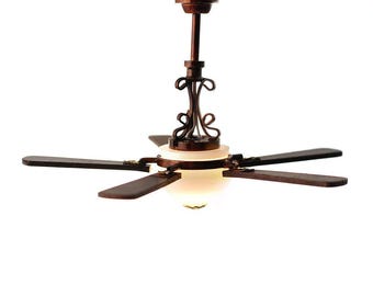 Dollhouse Ceiling Fan Light 5 Blade with Plug 1:12 Scale Miniature 12 Volt