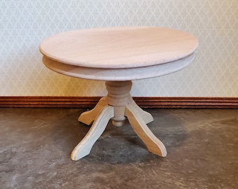 Dollhouse Miniature Table Round Pedestal Unfinished 1:12 Scale Kitchen Dining Room