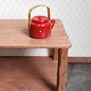 Dollhouse Miniature Teapot Kettle Red Speckled 1:12 Scale Kitchen Accessories image 2
