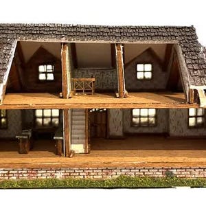 1:144 Scale Dollhouse KIT Tiny Ranch House 6 Room Home Includes ...