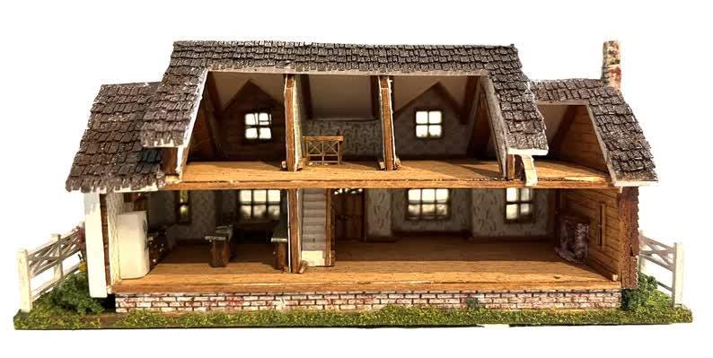 1:144 Scale Dollhouse KIT Tiny Ranch House 6 Room Home Includes ...