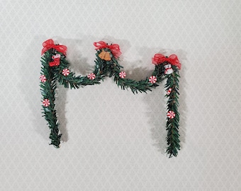 Miniature Christmas Garland Holiday Swag 1:12 Scale Dollhouse Handmade