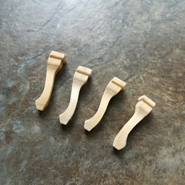 Miniature Wood Cabriole Legs for Chair or Furniture Set of 3/8" 1:12 Scale Dollhouse