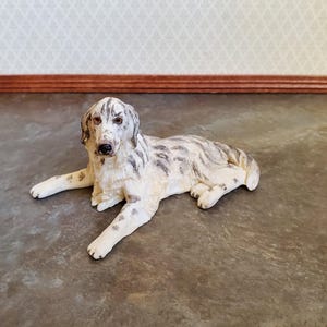 Dollhouse Miniature Dog English Setter Black & White 1:12 Scale Pet Animal