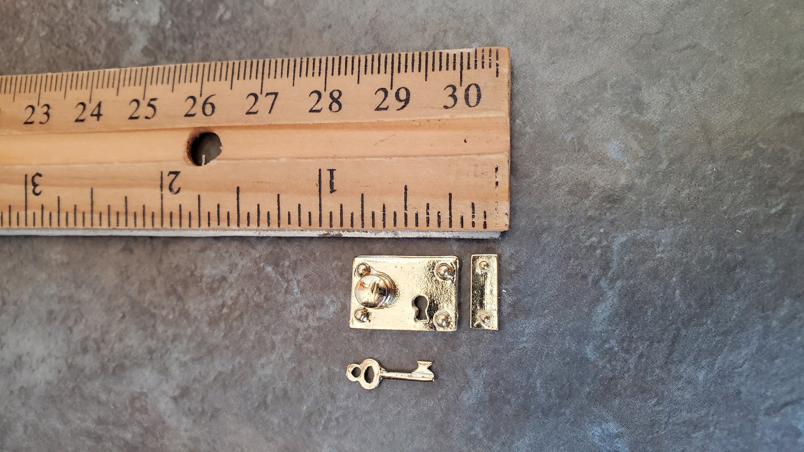 Dollhouse Miniature Door Knob Plate Lock Set With Key Gold Etsy