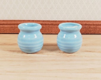Dollhouse Vase Planter Pot Light Blue Ceramic Wide Mouth 1:12 Scale Miniature