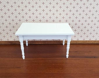 Dollhouse Miniature Kitchen Table White Finish 1:12 Scale Wood Furniture