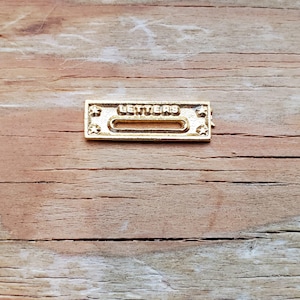 Dollhouse Miniature Letter Mail Slot for Exterior Door 1:12 Scale Gold Brass Metal