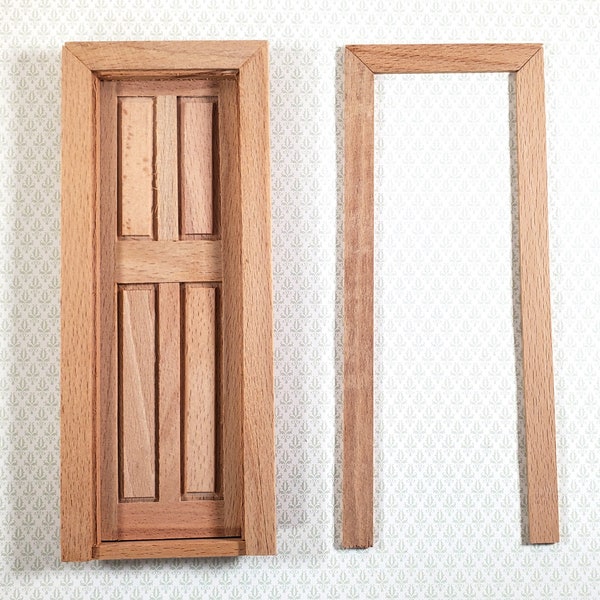 Dollhouse Narrow Door 4 Panel Interior or Exterior 1:12 Scale Wood CLA70133