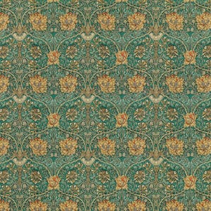 Dollhouse Wallpaper William Morris Art Nouveau Blue Teal Floral 1:12 Scale Itsy Bitsy