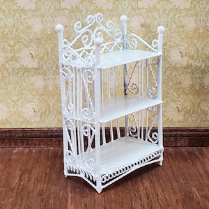 Dollhouse 3 Shelf Bookcase or Plant Shelf White Metal 1:12 Scale Miniature or Fairy Garden