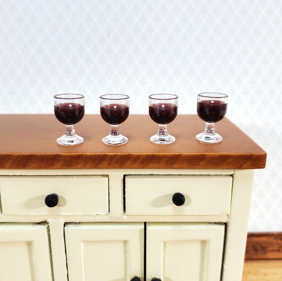 Dollhouse Red Wine Glasses Filled Set of 4 1:12 Scale | Etsy