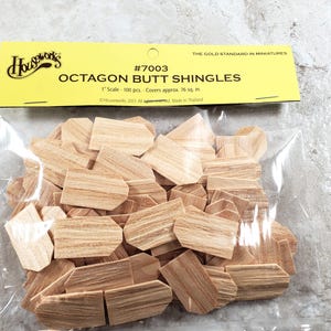 Dollhouse Shingles Octagon 100 Pieces Light Wood 1:12 Scale Houseworks #7003