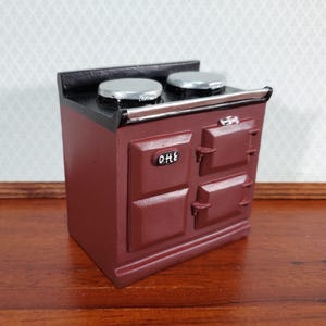 Dollhouse AGA Style Cooker Stove Oven Maroon 1:12 Scale Miniature Kitchen