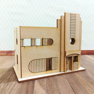 Dollhouse Miniature 1:144 Scale Kit House Art Deco Style 4 Rooms Easy Build