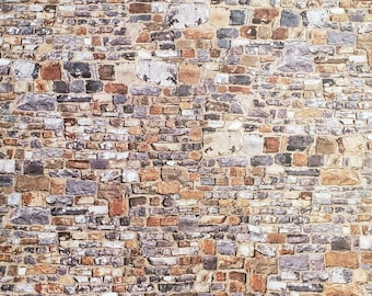 Dollhouse Miniature Old Stone Wall Weathered Aged Embossed Card 1:12 Scale Wallpaper