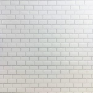 Dollhouse Subway Metro Wall Tile White Embossed Glossy Paper Use in 1:12 or 1/6 Scale