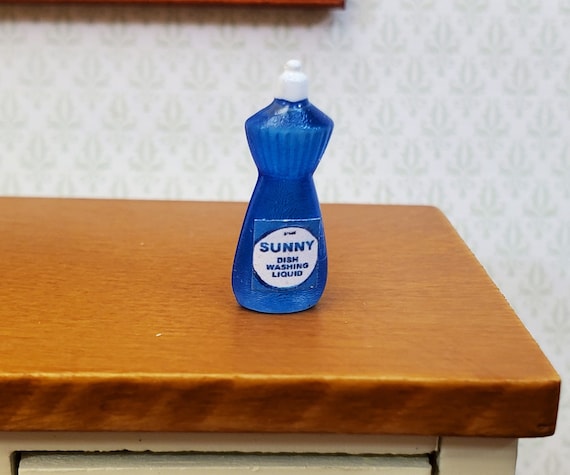 Dollhouse Dish Soap Blue Dishwashing Bottle 1:12 Scale Miniature Kitchen  Accessories 