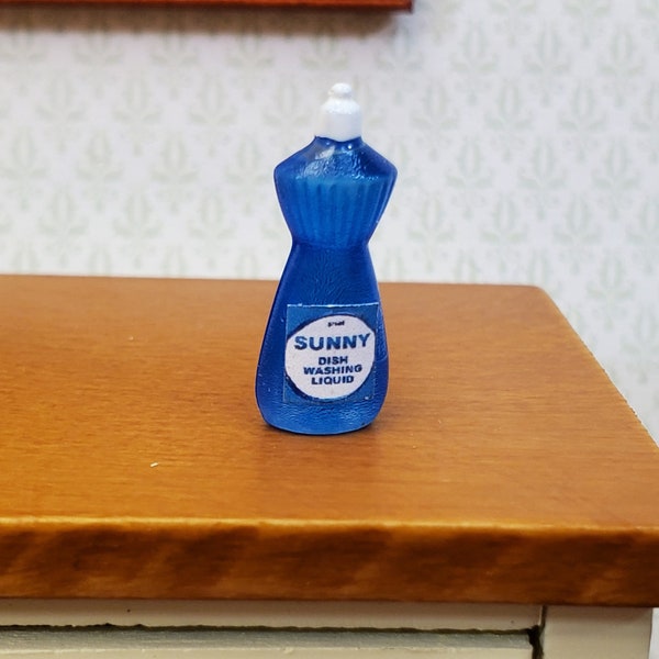 Dollhouse Dish Soap Blue Dishwashing Bottle 1:12 Scale Miniature Kitchen Accessories