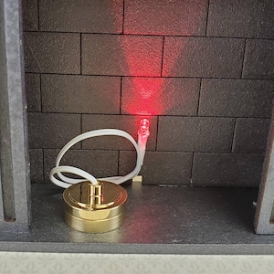 Dollhouse Miniature Battery Light Bulb RED on String for Fireplace 1:12