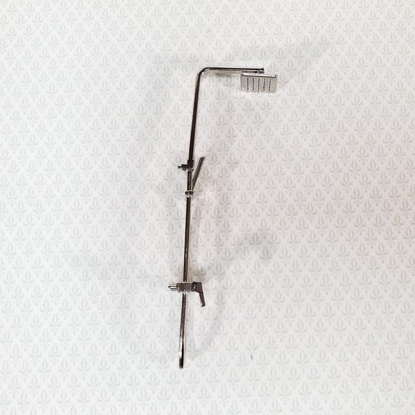 Dollhouse Modern Shower Head Chrome Silver Metal for Bathroom 1:12 Scale Miniature