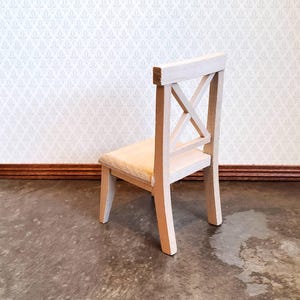 Dollhouse Miniature Chair Kitchen Dining Cross Buck Unfinished Wood 1:12 Scale afbeelding 3