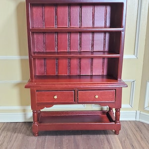 Dollhouse Miniature Welsh Kitchen Cabinet Cupboard 1:12 Scale Mahogany Finish