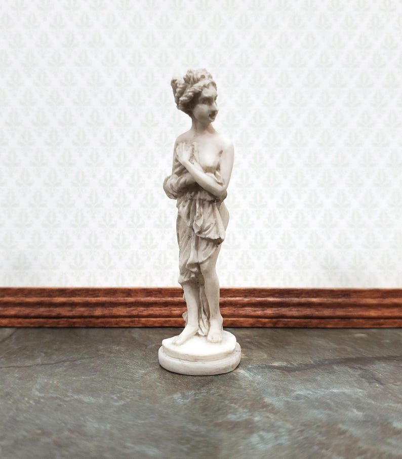 Dollhouse Nude Female Garden Statue Aged Gray Small fairy garden Miniatures image 1