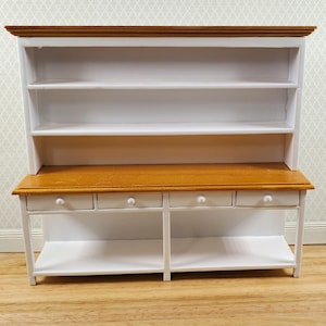 Dollhouse Georgian Welsh Dresser Kitchen Cupboard 1:12 Scale Miniature White Finish