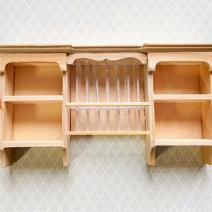 Dollhouse Hanging Shelf with Plate Rack Kitchen Unpainted Wood 1:12 Scale Miniature Furniture
