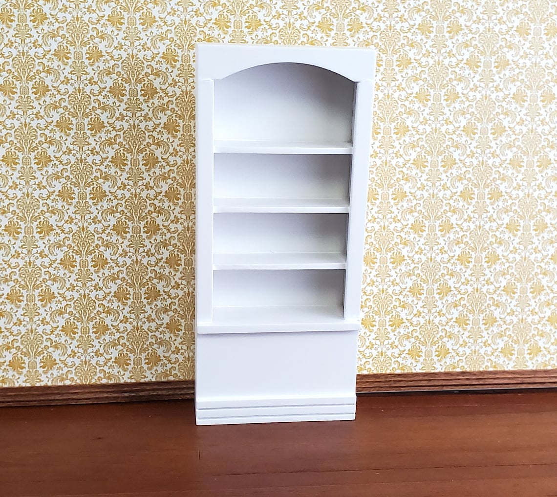 Dollhouse Miniature Bookcase Tall 4 Shelves White Finish 112 Etsy