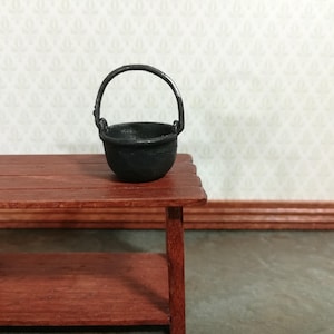 Dollhouse Black Cauldron Half Scale 1:24 Black &quot;Cast Iron&quot; Pot with Handle