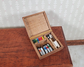 Dollhouse Art Box Paint Set Painting Supplies Artist Box 1:12 Scale Miniature